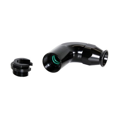 Fitting, 90° PTFE -6»QD 3/8 Fml FF, BLK