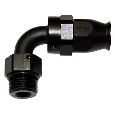 Fitting, PTFE 90° -8 ORB Male Swivel, BK