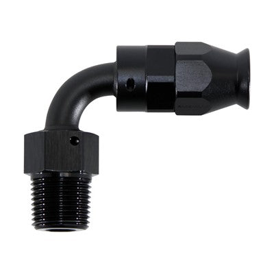 Fitting, 90° PTFE, -6AN x 3/8" MPT, BLK